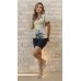 034398  Blusa Manga Curta Ramany Estampada
